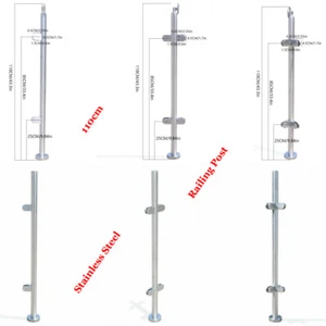 Balaustra alta vetro ringhiera palo 110 cm vetro acciaio inox 316 corrimano - Foto 1 di 48