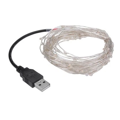 USB Connector LED String Fairy Lights 10M 33ft 100led Silvery Copper Wire Decor - Image 1 of 4