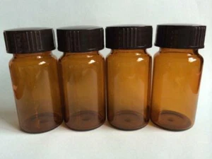 50pcs 20ml Brown Empty High Quality Glass Bottles With Black Plastic Lid - Picture 1 of 2