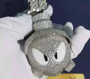 2.70Ct Round Cut Real Moissanite Custom Cartoon Pendant 925 Sterling Silver - Picture 1 of 7