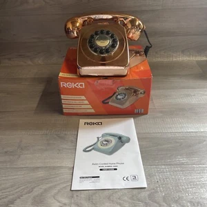 Teléfono Retro Reka Vintage Oro Rosa Teléfono Estilo Giratorio Teléfono En Caja - Imagen 1 de 11