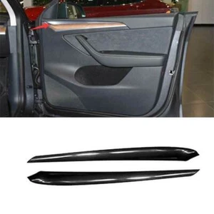Fit For Tesla Model 3 Y 20-2021 Gloss Black ABS Inner Door Panel Cover Trim 2PCS - Picture 1 of 6