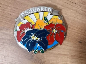 DSQUARED Large Enamel Foral belt buckle tropical flowers - Picture 1 of 8
