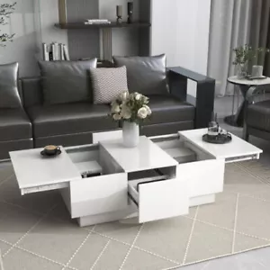 Extendable Coffee Table with Sliding Top, Hidden Storage Compartment & Drawers - Picture 1 of 8