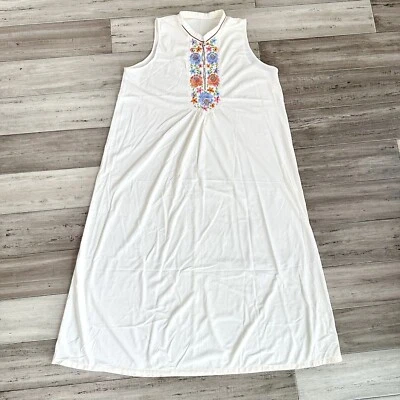 Vintage Gossard Artemis 1970s Nightgown Womens Size Large Ivory Embroidered Gown - Image 1 of 4