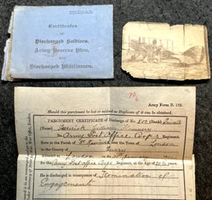 ANTIQUE 1906 BRITISH ARMY CORPS PARCHMENT CERTIFICATE OF DISCHARGE FORM B.128 - Picture 1 of 8