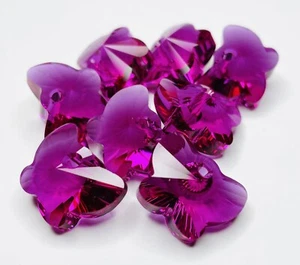 6754 Swarovski Element Crystals Fuchsia 18mm Butterfly 8 pc Charm Pendants Lot - Picture 1 of 1