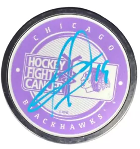 JONATHAN TOEWS signed (CHICAGO BLACKHAWKS) Cancer puck BECKETT BAS AC935105 - Picture 1 of 2