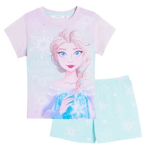 Disney Frozen Girls Short Pyjamas Kids Elsa Shortie Pjs For Girls Nightwear Set - Picture 1 of 17