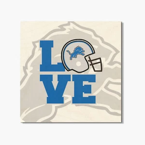 Detroit Lions Love NFL Sport Square Coaster - Picture 1 of 3