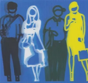 Tarjeta postal lenticular de arte en movimiento 3D de Julian Opie 'Standing People, 2019' **NUEVA** - Imagen 1 de 17