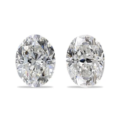 Loose CVD Diamond Pair 2.40 Ct Oval , D Color, 6 x 8 mm, Clarity IF , Certified - Image 1 of 4