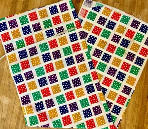 Vintage "Copyright Peter Pan Fabrics Inc" 2 yards Bright Colors Squares & Polka - Picture 1 of 3