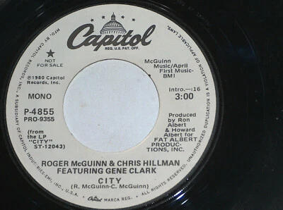 45 RPM Roger McGuinn Chris Hillman Gene Clark BYRDS CITY Capitol Promo 4855 EX- - Image 1 of 4