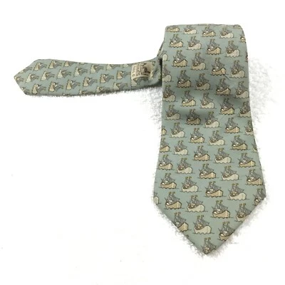 Authentic Hermes Necktie Vintage And Unique Unisex Silk Tie - Image 1 of 4