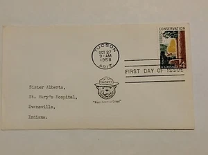 FOREST CONSERVATION USA FDC 1958 ADDRESSED SMOKEY THE BEAR CANCEL SCOTT #1122 - Picture 1 of 1