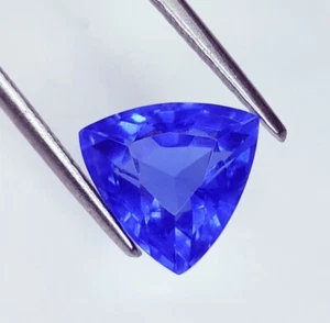 9.30 Ct Natural Blue Sapphire Certified Loose Gemstone Trillion Cut Sapphire Gem - Picture 1 of 10