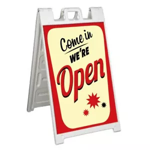 COME IN WE'RE OPEN Signicade 24x36 Rahmen Bürgersteig Schild Banner Aufkleber - Bild 1 von 9
