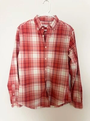 Camisa con botones Merona para hombre talla M rosa blanca bolsillo a cuadros mangas largas Foto 1 de 4