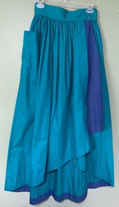 ESCADA VINTAGE COTTON SKIRT IN TEAL CASCADING RUFFLE IN BLUE ASYMMETRIC FRONT 38 - Picture 1 of 16