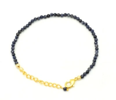 A++ Blauer Saphir Facettierte Runde Edelstein Perlen 2-3 mm Armbänder 6-8 Zol... - Bild 1 von 4