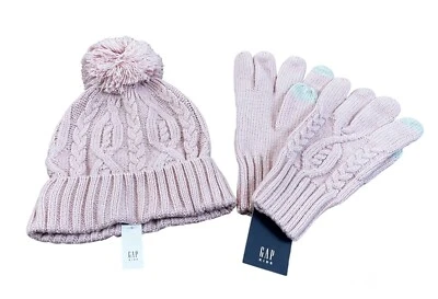 Gap Niños Talla 10-12 Grande Rosa Tejido con Cable Smartphone Tecnología Táctil Guantes y Sombrero Foto 1 de 4