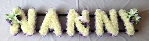 Nanny Artificial Silk Funeral Flower Any 5 Letter Name Wreath Tribute Memorial - Picture 1 of 11