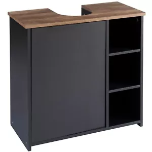 Schwarzer Waschbeckenschrank zur Aufbewahrung Ihres Badezimmerzubehörs mit Regalen - Bild 1 von 3