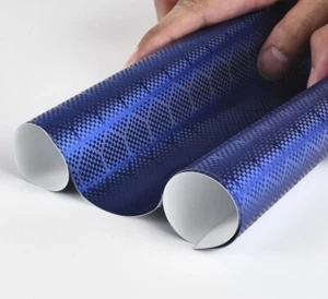 Película de vinilo fundido hexágono cromado envoltura de vinilo de fibra de carbono de panal azul para automóvil - Imagen 1 de 8