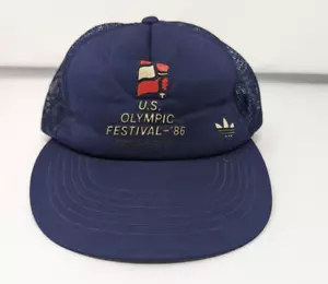 Adidas Hat Cap Strap U.S. Olympic Festival 1986 Vintage Red White Blue - Picture 1 of 7