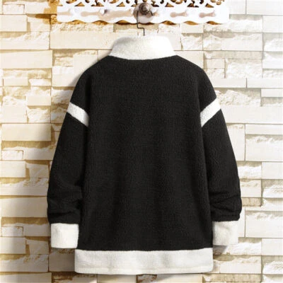 Cappotto sherpa uomo finto casual invernale sport giacca caldo pile felpa outwear - Immagine 1 di 4