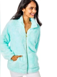 LILLY PULITZER Zip Up Sherpa Jacket BARKLEY SEASALT BLUE Women’s Size L - Picture 1 of 10
