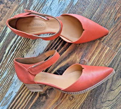 Sundance Coralise Made in France Orange Leather Mary Jane Shoes Hook Loop EU37 - Imagem 1 de 4
