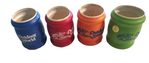 Vintage Bass Pro Shop Set Of 4 Floatable Koozies Synthetic Blue Orange Red Green - Picture 1 of 7
