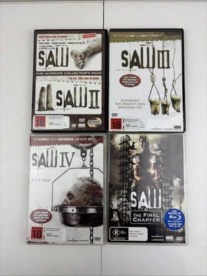 Saw DVD 1 2 3 4 + The Final Chapter Horror Movie Collection Region 4 - image 1 of 4
