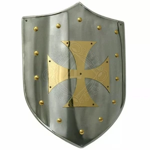18" Templar Shield Medieval with brass Knight Armor Shield steel for medieval - Imagen 1 de 1