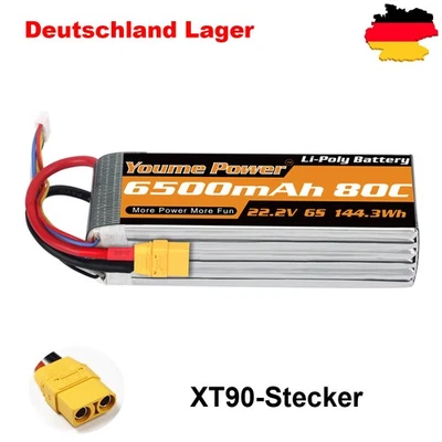 Youme 22,2V 6S 6500mAh XT90 Lipo Akku für RC Hubschrauber Auto Drohne  Boot Losi - Bild 1 von 4