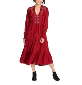 Knox Rose tiefrot bestickt Boho Bauern Kleid Damen Gr. XL Herbst Freizeit - Bild 1 von 8