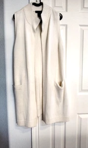 White House Black Market Strickweste Wollmischung offene Fronttaschen White-off M - Bild 1 von 5