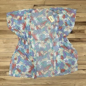 NEW Salt Life Beach Kimono Cover Up Tropical Floral Sleeveless Side Slit OSFM - Picture 1 of 4