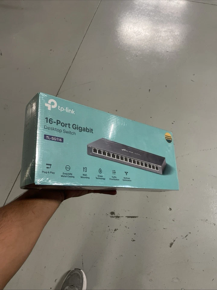 TP-Link TL-SG116 16-Port Gigabit Switch for Home, Gaming, Business — NEW SEALED - Image 1 of 1