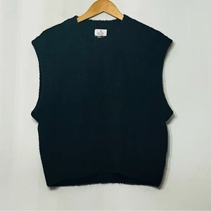 Women's Sweater Vest Alpaca Wool Knit Blend Chunky Academia Preppy Black L* - Picture 1 of 6
