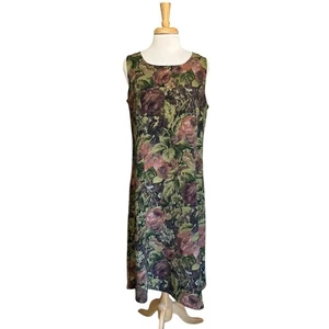 Vintage Courtenay Cottagecore Floral Shabby Chic Sleeveless Midi Dress Womens 14 - Picture 1 of 6