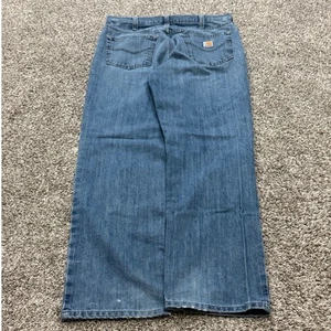 VTG Carhartt Baggy Carpenter Jeans Workwear Blue Denim Heavy Duty Mens 34x34 - Picture 1 of 4
