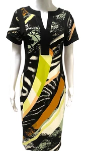 EVA VARRO Damenkleid mehrfarbig schwarz Trim Schlitz Ausschnitt MEDIUM NEU neu mit Etikett - Bild 1 von 12