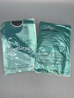 2 Medias de Microfibra Silkies de Colección 04 X-TALL Marrón Oscuro Control Top Suave Opaco Nuevo de Lote Antiguo Foto 1 de 4