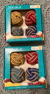 The Pioneer Woman Woven Napkin Ring Set Red/Blue/Teal/Yellow - 2 Sets Of 4 - Picture 1 of 3