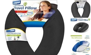 Dual Comfort Microbead Airplane Travel Neck Pillow. Super Soft Cozy Plush - Picture 1 of 8