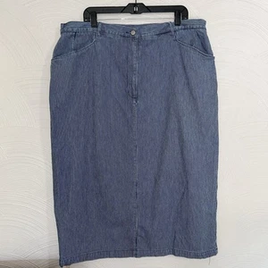 Christopher & Banks Jeansrock 22W blau Nadelstreifen bescheiden klassisch Freizeit - Bild 1 von 9
