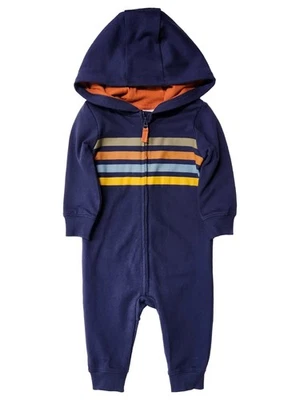 Mono Carters Infantil Niños Azul Rayas Con Capucha Cremallera Frontal Conjunto 6m Foto 1 de 2